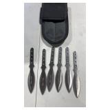 Silver wings 6 piece throwing knife set and