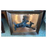 Wood framed Copper deer 3-D framed art