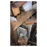 Table with miscellaneous pots and more in