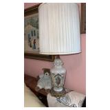 Vintage, ceramic urn table lamp, white