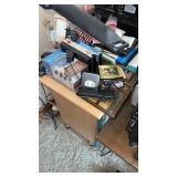 Miscellaneous group of VHS TAPES , flags, table