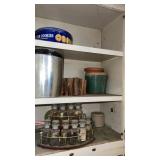 Cabinet of miscellaneous kitchen items,