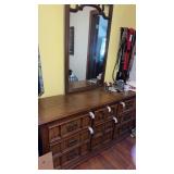Midcentry  9  drawer dresser with mirror