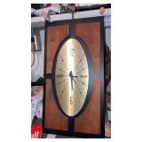 Mid century wall clock 19 x 10" untested