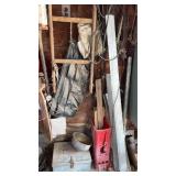 Wooden skateboard, metal box and more ladder not