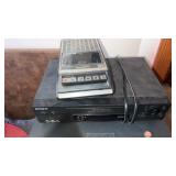 Sony, VHS player and Panasonic cassette player.