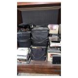 Large group of cassette tapes and more   Cabinet