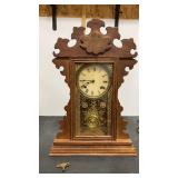 Wooden Standing Clock with Turn Key approx 22"