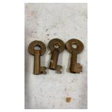 3 Vintage Railroad Keys Atchinson , Louisville &