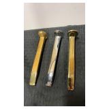 3 decorative railroad spikes, golden silver