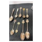 9 miscellaneous souvenirs spoons
