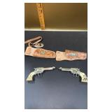 2 Daisy Toy Revolvers with Leather Holsters