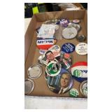 Flat of Political Pins Pinbacks Bush, McCain