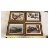 4 Vintage Railroad Prints Framed