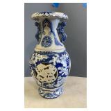 Asian Design Blue/ White Vase, Approx 20" Tall