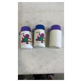 3 Thermos 2 Barney & 1 plain 6.5" tall