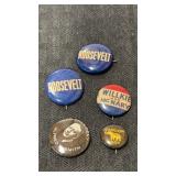 5 presidential political pin backs