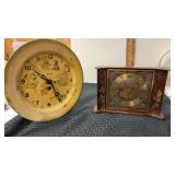 1 mantle clock, and  1 smith  tin plate clock
