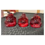 2.5" Red carved maitreya  Buddha