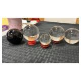 Miscellaneous group of glass spherel decorations