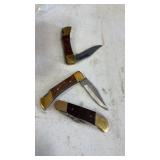 3 Single Blade Pocket Knives, China & Pakistan