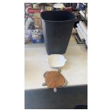 Misc kitchen items.  Garbage can, Corning, and