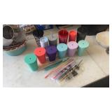 Misc. group of tumblers & straws.  Starbucks and