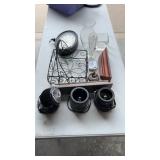 Misc. home decor clock table top fan and more