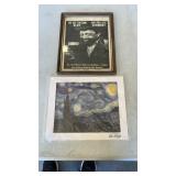 Wall hangings. 1 with wooden frame