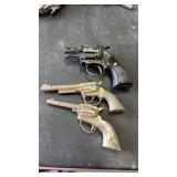 3 Vintage Toy Cap Guns Hubley, PET & more