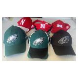 6 Nebraska & Eagles Baseball Caps