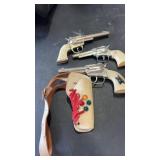 3 Vintage Cap Guns & Holster, 1 is Hubley