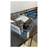 Wire basket  and miscellaneous  photo frames