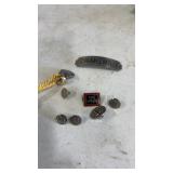 Vintage Railroad Brakeman Metal Tag & Buttons