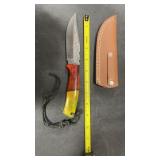 Damascus Steel Knife with Leather Sheath
