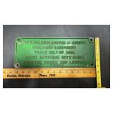 Cast sign. Chicago, Burlington, & Quincy railroad