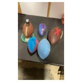 Misc. footballs, nerf football, & clock