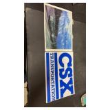 2 wall hangings.  1 reprint of train. 1 sign.