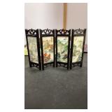 Vintage Asian Tabletop Wood Folding Screen 4