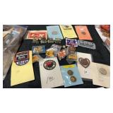 Group of railroad patches , pins and more