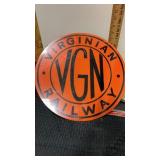 Virginian railway round metal sign