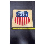 Vintage Union Pacific Railroad metal sign.