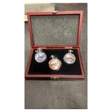 1 set of 3 Lionel Pocket Watches. Appears to be