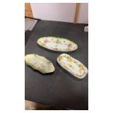 2 small, porcelain floral, design, celery,