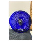 Blue glass clock untested