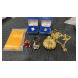 2 railroad pins , pocket watch and more
