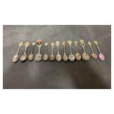 13 misc. souvenir spoons