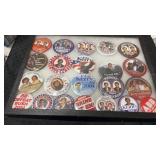 Miscellaneous political pins in case