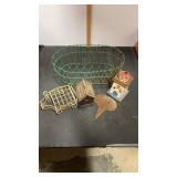 Misc. Yard Art. Basket, sign, and more