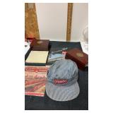 Wooden railroad box , Frisco hat and more